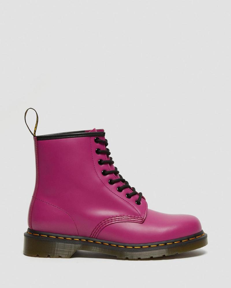 Pink Women's Dr Martens 1460 Smooth Leather Lace Up Boots | CA 203KOR